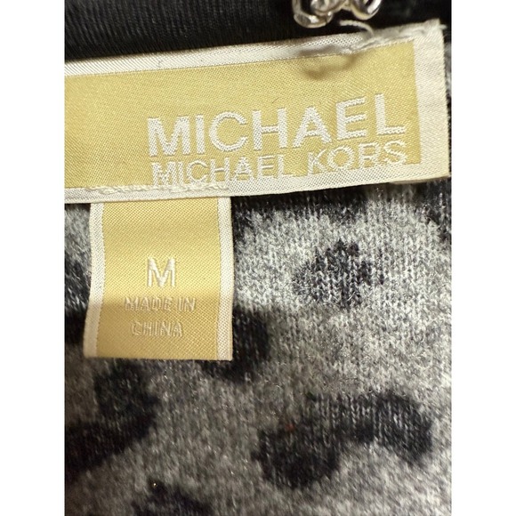 Michael Kors Leopard Print Fuzzy Coat – Size Medium Faux Wool Blazer Peacoat - Picture 5 of 8